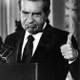 Former President Richard Nixon gives the thumbs-up after announcing his resignation from the presidency after the Watergate scandal Aug. 9, 1974.
AFP/Getty Images